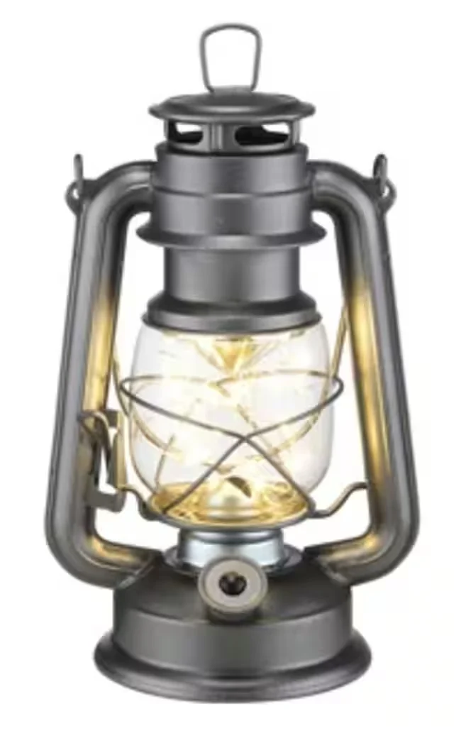 LED Laterne – Metall mit LED-Lichterkette, batteriebetrieben