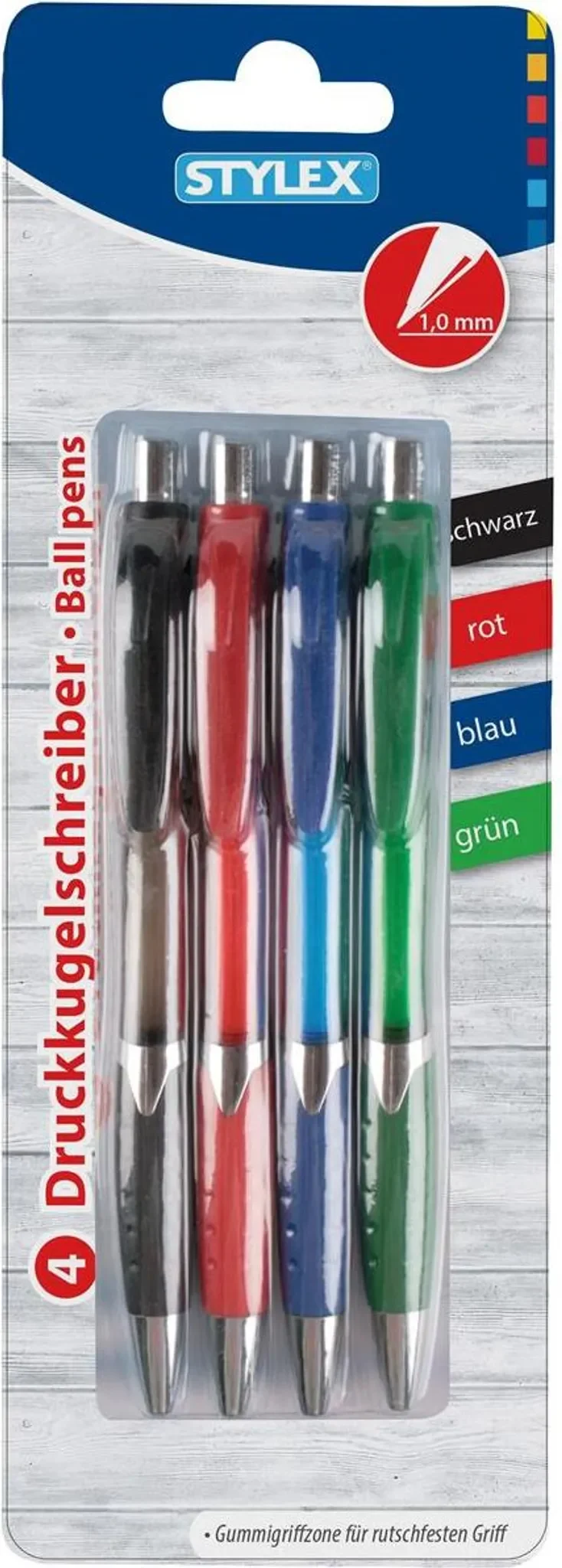 Kugelschreiber-Set – 4 Stück, 4 Farben, 1,0 mm