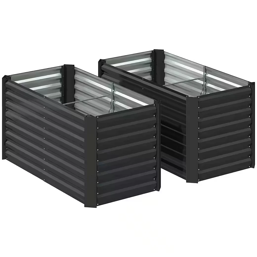 Hochbeet 2er Set Metall Pflanzkasten extra tief 120 x 60 x 60 cm