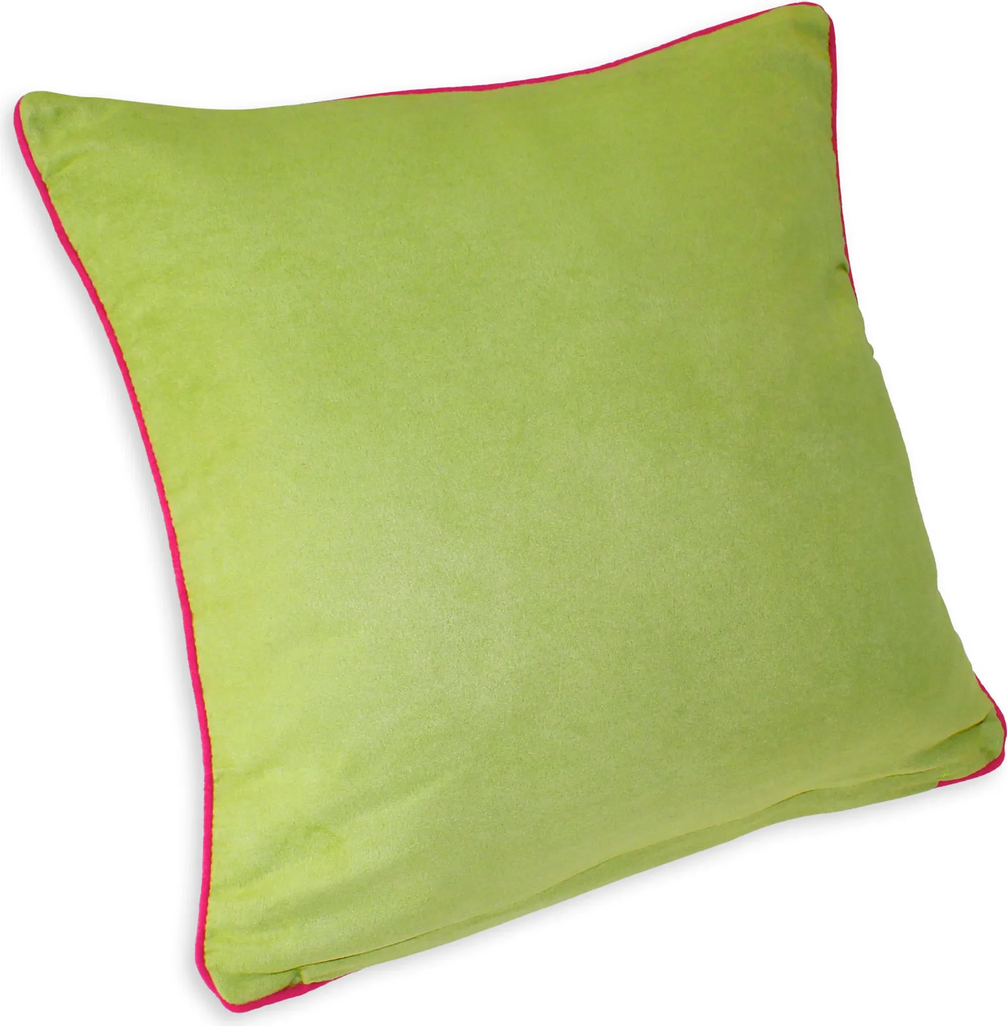 Kissenbezug 40 × 40 cm – Wildleder-Optik, Grün mit pinkem Rand