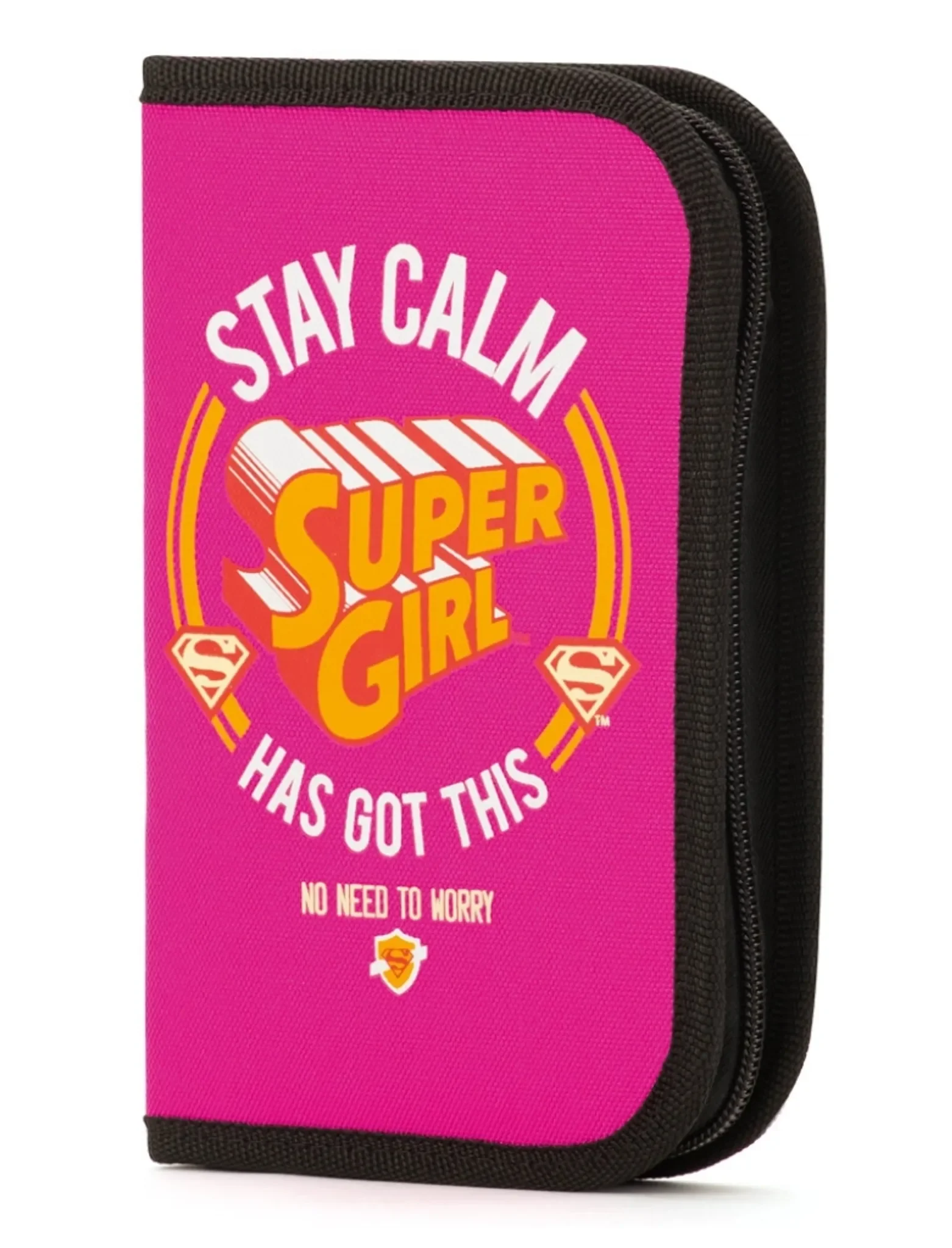 Federmäppchen „Supergirl – Stay Calm“ – rosa, mit Innenklappe