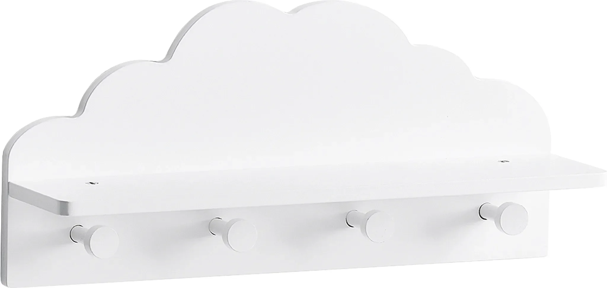 Kinder-Wandgarderobe „Wolke“ mit Ablage – weiß, 48 × 12 × 22 cm